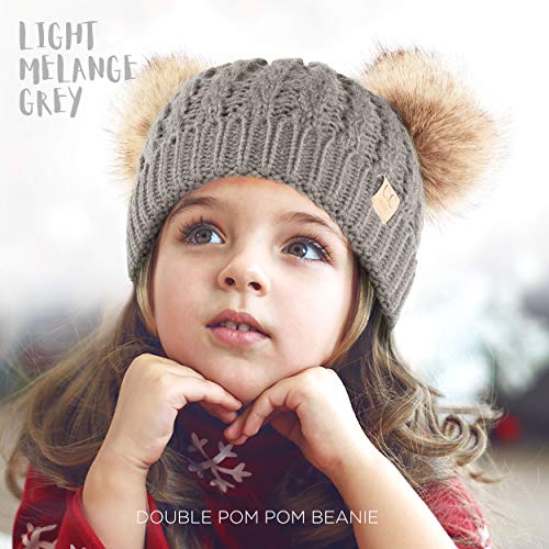 Image of C.C Exclusives Children Kid Double Pompom Knitted Beanie for Kids Ages 2-5 (KID-23)(KID-24)(KIDS-2055)