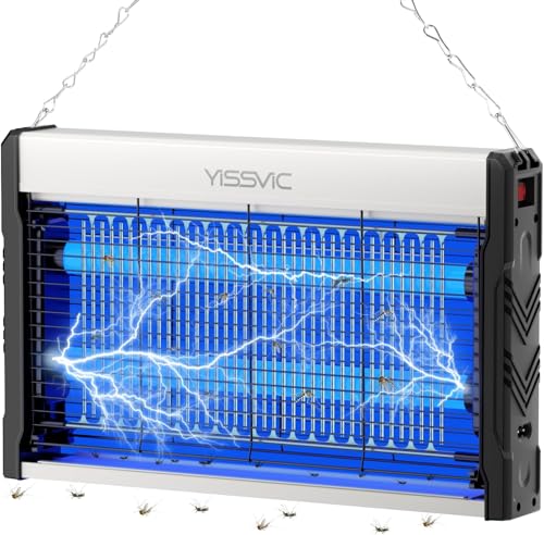 YISSVIC Elektrische insectenverdelger, led-muggenlamp, 2 m kabel met ophangketting en poten, tegen motten, muggen, vliegen voor binnen, 39,5 x 24,6 x 6 cm