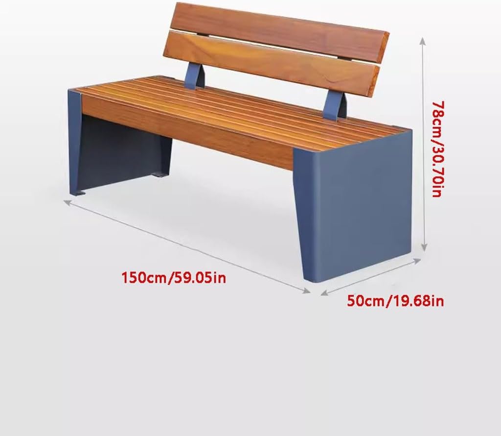 Patio Benches for Outdoors Leisure Seat Outdoor Rest Bench with Backrest Square Community Solid Wood Park Chair Garden Benches for Outdoors