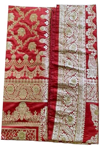 Generic red banarasi silk saree in katan silk – image 3
