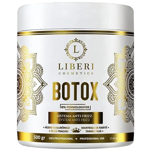 Liberi Brazilian Hair Botox Keratin Treatment Anti Frizz Mask 17.63 oz- 0% Formaldehyde-Pracaxi Oil Hyaluronic Acid Shea Butter- Professional Collagen Hair Vitamin for Repair Dry & Damaged Hair