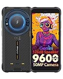 Ulefone RugKing Smartphone Rugged Android 15, 9600mAh Cellulare 4G, 16GB+128GB/SD-2TB Telefono Indistruttibile Octa‑Core, IP68K 50MP 5,99" Pollici, Altoparlante 126 dB, LED 126 lm, 3 Slot, OTG/GPS/NFC