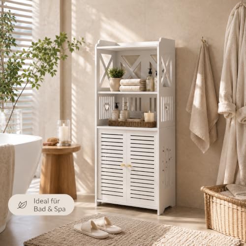 GDSKR Armoire de salle de bain debout - Double porte - Meuble de salle de bain - Étagère de salle de bain - Blanc - 3 + 1 étages - Pour salle de bain, salon, cuisine, couloir – vue 6