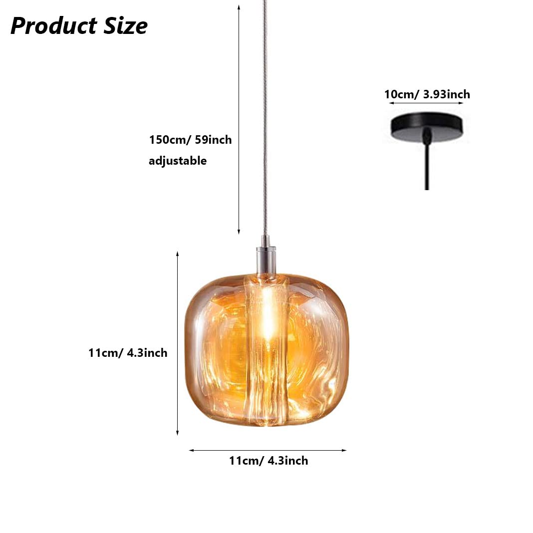 Lampa wisząca ze szkła bursztynowego Nowoczesna lampa sufitowa w kształcie dyni Żyrandol w stylu Art Deco do wyspy kuchennej i salonu 1 Oprawa oświetleniowa Stylowe oświetlenie domu
