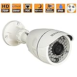 HOSAFE 1MB6P HD IP Camera POE Outdoor 1MP 1280x720P Night Vision ONVIF H.264 Motion Detection Email Alert Remote View Via Smart Phone/Tablet/PC, Working With Foscam IP Camera Software Blue Iris iSpy IP Camera DVR(White)