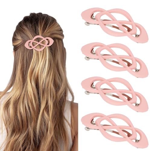 Amariver Pink Hair Barrettes for Women 4packs Hair Clips French Hair Barrette Clip Pink Accessories for Women Girls