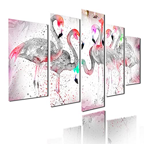 KSFBHC Canvas Prints Artwork 5 Panels Canvas Painting Hd Print Wall Art 5 Pieces Canvas Pictures 5 Piece Canvas Wall Art Pink Swan Flamingo Nordic Animal Bird For Wall Decor Home Modern Decoration