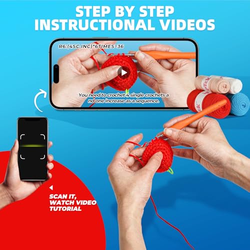 Image of iptek Crochet Kit for Beginners, Learn to Crochet, Include Easy Knitting Soft Yarn, Step-by-Step Video Tutorial, Hook, Holiday Birthday Gift for Adults and Kids(2 Pack Crab)