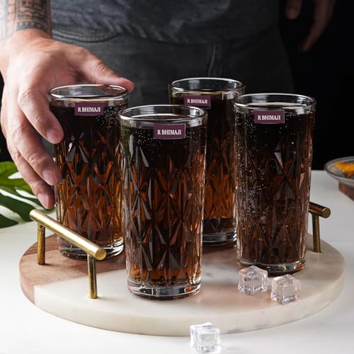 Image of Premium Crystal Water Glass Set of 6 - Highball Drinking Glasses Set for Home - Glass Set for Water Juice Shakes Mojito Cocktail Colddrinks (Diamond)