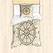 ABAKUHAUS Timone Set Copripiumino, Direzione della Rotella di Viaggio, Decorativo 2 Pezzi con 1 Federa Cuscino, 135 x 200 cm - 80 x 80 cm, Beige Marrone
