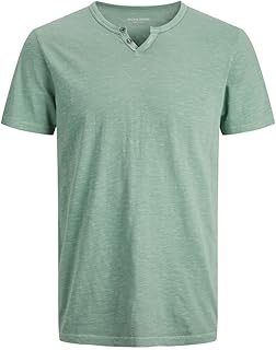 تيشرت بتصميم ذو أكمام قصيرة وفتحة رقبة مقسومة مناسب للرجال من جاك اند جونز، موديل 12164972