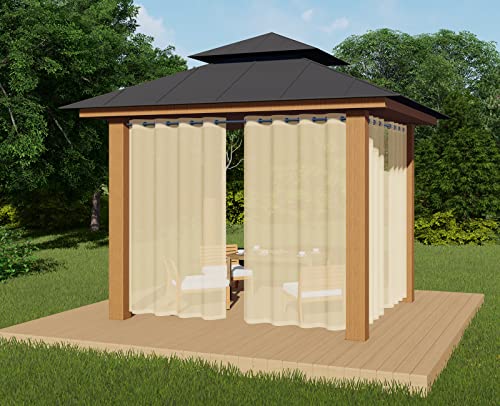 ABCCANOPY Outdoor Patio Sheer Curtains, Breathable Voile Drapes with Grommets for Gazebo, Porch, Pergola, Cabana, Beige, 1 Piece, W54 x L84 Inch - Image 8