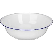 SEWACC Vintage Enamel Basin Large Enamelware Mixing Bowl for Bread Mixing Vegetable Washing Face Washing Laundry Use Smooth Easy-Clean Surface 13.38 X 13.38 X 3.93 in