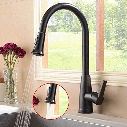 Mitigeur d'évier noir avec bec de pulvérisation extractible pour cuisine et bain