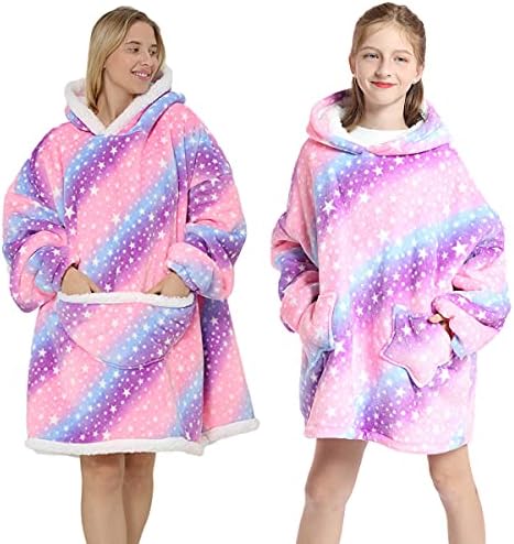 Oversized Blanket Hoodie for Women Men - Giant Wearable Blanket with Hooded, Comfortable Soft Sherpa Teddy Fleece Sweatshirt Teen Girl Boy