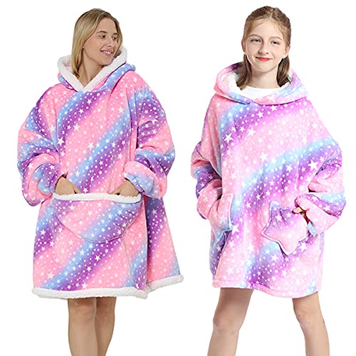 Oversized Blanket Hoodie for Women Men - Giant Wearable Blanket with Hooded, Comfortable Soft Sherpa Teddy Fleece Sweatshirt Teen Girl Boy