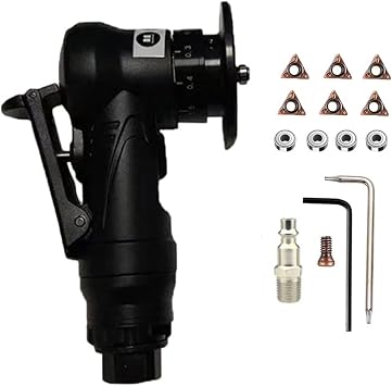 Pneumatic Chamfering Machine Mini Carpenter Chamfering Tool Portable Handheld Grind Chamfer Tool Deburring Trimming Machine Black + 6pcs C-Blades for Metal Beveling