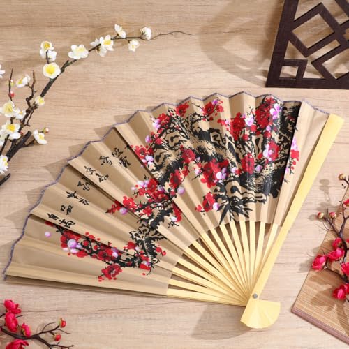 Garneck Chinesischer Wandfächer Faltfächer Aus Papier Mit Blumenmuster Wanddekoration Mit Fächer Für Wohnkultur Party Feierlichkeiten Und Fotos 35.43X19.69In – Bild 2