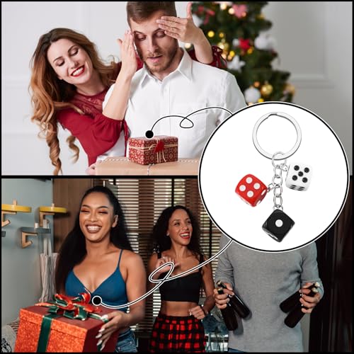 Sureio 24 Pcs Casino Night Dice Keychains Party Decoration Black White Red Souvenirs Poker Party Game Casino Night for Birthday Supplies by Sureio - Used condition - Image 7