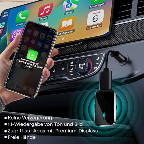 YUNIBRIX Wireless Adapter für CarPlay, Superschnelle Upgrade von Wired auf Wireless, Plug und Play, Mini & Stabiler, kompatibel mit iPhone iOS 9+ 12.1+ & Autos mit Wired CarPlay