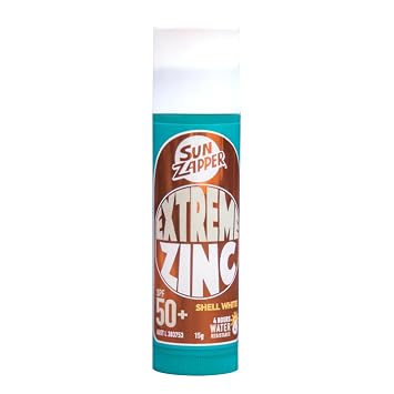 Sun Zapper Extreme Zinc Sunscreen Stick SPF 50+ White Water Resistant Mineral Sunscreen for Face, Zinc Oxide Surf Sunscreen Stick for Surfing and Water Sports, 15g 0.53 oz, Australian Made