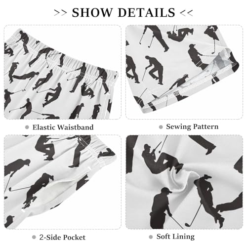 ALAZA Black Ice Hockey Player White Pajama Shorts Elastic Waist Casual Sleep Shorts with Pockets Size 6-143