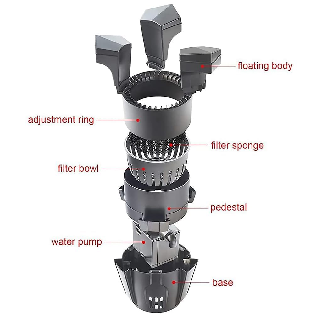 Écumoire à étang Flottant avec Pompe et Cordon de 10 m - Skimmer d'aspiration 43W / 70W pour Les piscines, étangs, Lacs - Nettacteur de Piscine Automatique, extracteur de Surface, clarificateur 70W