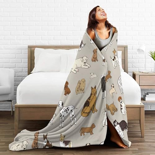 Ksajwzf Flanelldecke mit Hundemotiv, ultraweich, warm, für alle Jahreszeiten, dekorative Fleece-Decken für Reisen, Bett, Stuhl, Auto, Sofa, Couch, Schlafzimmer, 101,6 x 127,7 cm