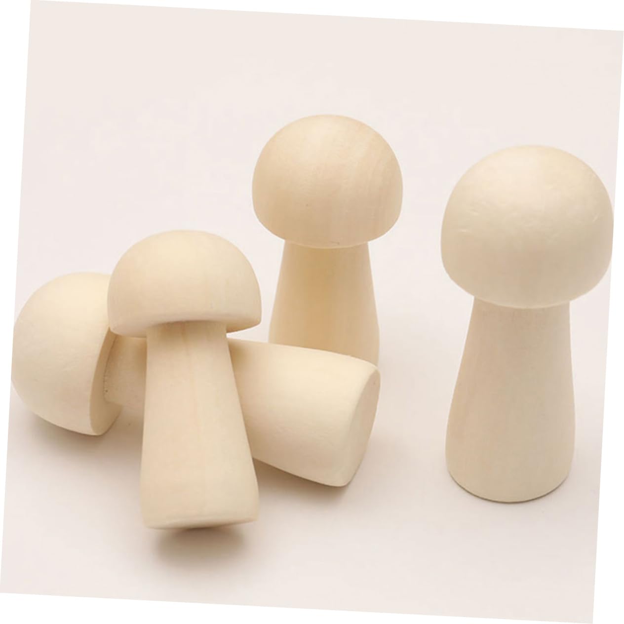 Amazon | Lurrose 5個 木製工芸品 未塗装のキノコの頭 きのこの