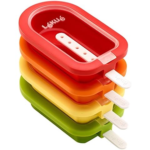 Lekue Stackable 4 Pieces Popsicle Mould, One Size, Multicolour Cover