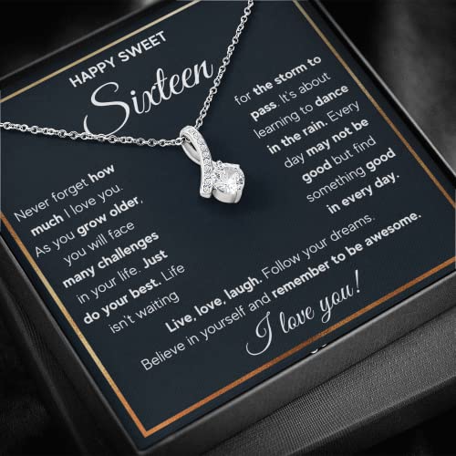 FG Family Gift Mall Sweet 16 Gifts For Girls, 16th Birthday Gifts For 16 Year Old Girl, Happy Sweet Sixteen Bday Card Gift Ideas Necklace with Message Card and Gift Box2