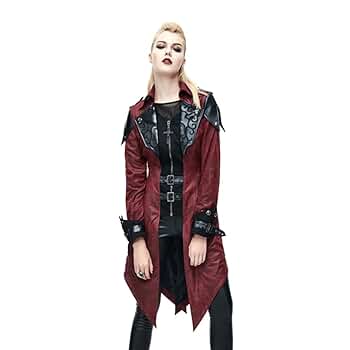 Steampunk Gothic Hooded Women Leather Jackets Coats(XXL, Red