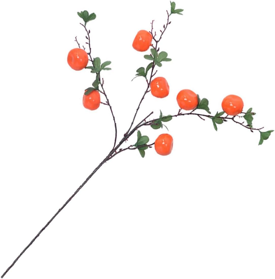 Wakauto Artificial Orange Fruit Branches with 7 Heads, Plastic Simulated Fruit Plants for Home and Party Decoration, Kitchen and Living Room Photo Props