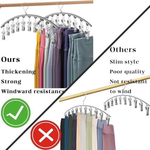 Image of Vastra Leggings Organizer for Closet, Metal Pants Hanger with 10 Rubber Coated Clips, Space Saving Wardrobe Organizer for Leggings, Jeans, Scarves, Dupattas, Towels & Baby Clothes (1, Grey)
