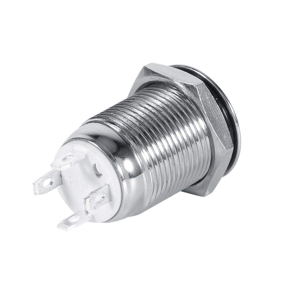 Aiqeer 2 Pezzi 12 mm Interruttore a Pulsante Momentaneo, 12V / 24V