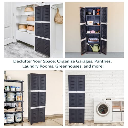 Image of Sunnydaze 72 inch Garage Storage Cabinet with Locking Doors & Shelves, Shadow