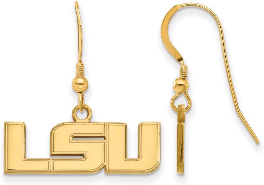 LSU Small (1/2 Inch) Dangle Earrings Wire (Gold Plated)