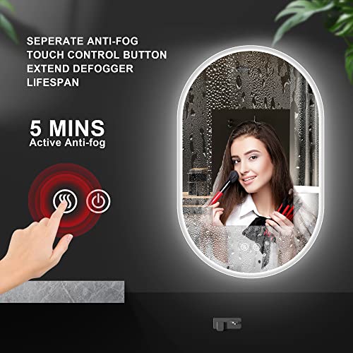 Getpro 36 X 24 Inch Led Bathroom Mirror For Wall Mounted Oval Lighted Vanity Mirror With Lights Backlit Frameless Wall Mirror With Lights Anti-Fog 3000K/4500K/6500K Adjustable Dimmable Lighting #TOP4
