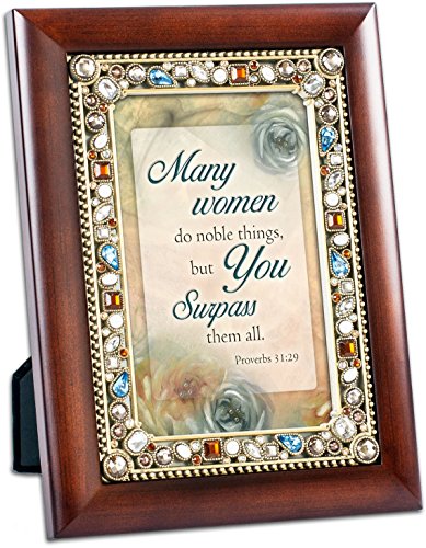 Cottage Garden Many Women Do Noble Things Religious Jeweled 4" X 6" Photo Picture Frame Inspirational Art Work #TOP6