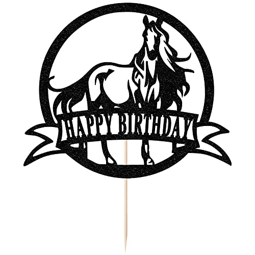 Bejotaa Horse Happy Birthday Cake Topper，Horse Racing Party Cake Decoration For Kids Boy Men Birthday Party Supplies #TOP6