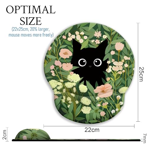 Blusabaca Ergonomic Mouse Pad with Wrist Rest, Flower Cat Mouse Pads Wrist Support for Desk, Cute Funny Mousepad for Wireless Mouse Gaming Laptop Work Home Desk Accessories Office Supplies Decor by Blusabaca - Image 4