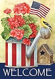 Toland - Patriotic Watering Can - Decorative Welcome America Red White Blue USA-Produced House Flag