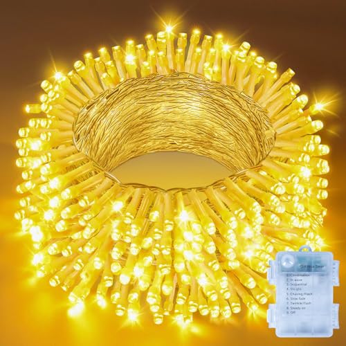 Lichterkette Außen Batterie 15 m 150 LEDs Warmweiß, 8 Modi, Timer,...