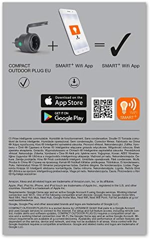 LEDVANCE Inteligentne gniazdo zewnętrzne z technologią WiFi o kompaktowej konstrukcji, do integracji konwencjonalnych urządzeń w inteligentnym domu, sterowane za pomocą Alexa i Google, 4 szt.