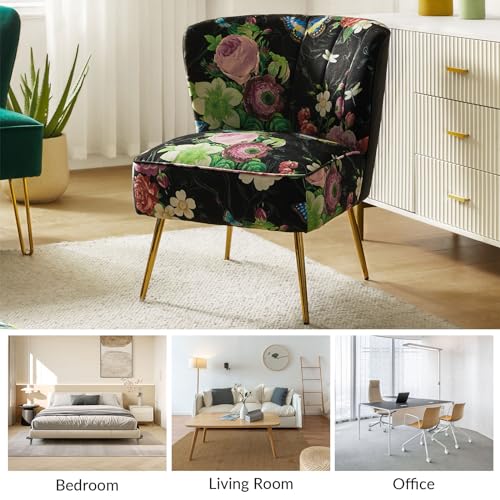 Hulalahomeaccentchairwithgoldenmetallegscomfytuftedwingbacklivingroomchairfloralfabricsmallarmlesssidechairupholsteredslipperchairforbedroomreadingroomflowerprint Urban Country Home Decor Hulala home accent chair with golden metal legs comfy tufted wingback living room chair floral fabric small armless side chair upholstered slipper chair for bedroom reading room flower print urban country home decor