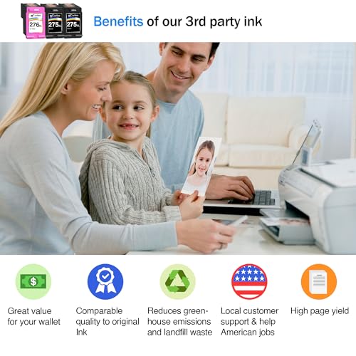 Cartlee Remanufactured Ink Cartridges Replacement for Canon 275 and 276 Ink Cartridges for Canon 275xl 276 for Pixma TS3522 TR4720 Printer Pack Combo - 3pk - Thumbnail 2