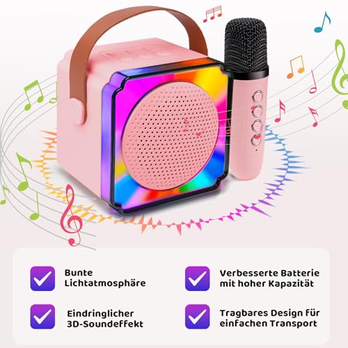 Osikay Geschenk Mädchen 4 5 6 7 8 Jahre: Karaoke Maschine Spielzeug ab 3-12 Jahre Mädchen Geschenke 6-7-8-9-10-11 Jahre Bluetooth Mikrofon Geburtstagsgeschenk für Kinder Spielzeug 4-6 Jahre