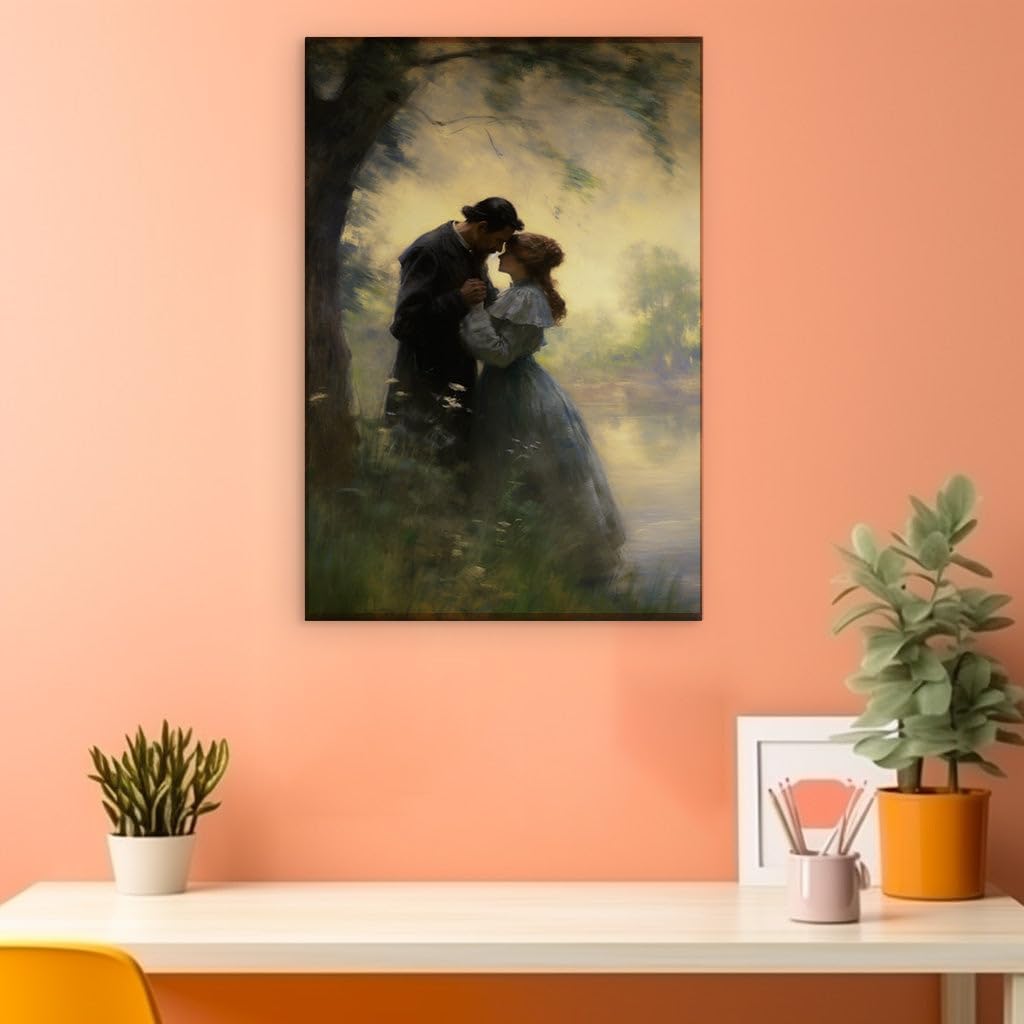 Canvas for Living Room. Whispers of Romance by The Riverside in Timeless Attire, 27 x 18 inch Canvas Wall Art - Modern Home Decor