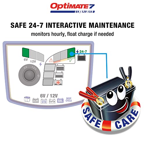 Optimate7 6V/12V - 10A, Model Tm263, Gold Series High Performance Battery Charger & Maintainer For Deep Cycle Batteries #TOP5