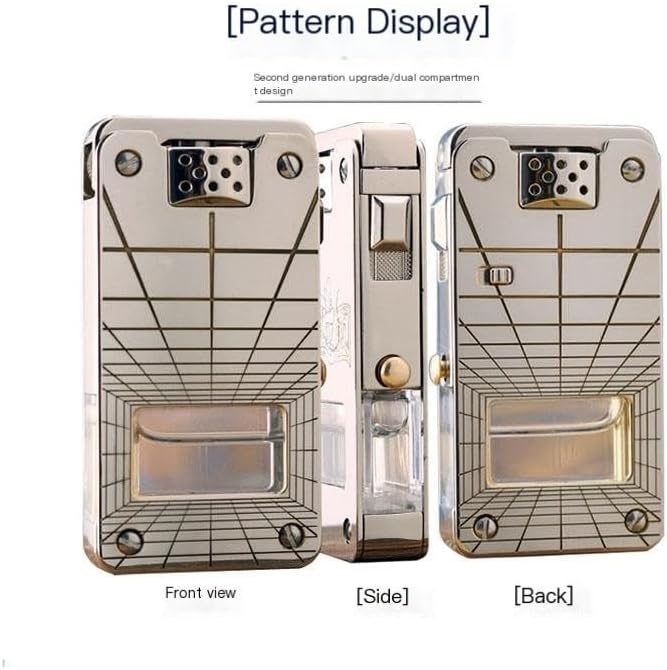 Cool Lighter, Refillable Kerosene Retro Lighter with Visible Fuel Tank Cigar Lighter, Cigarette Lighter, Gift for Men(C)